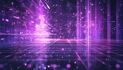 Poster - Dynamic light particles dance in a neon space virtual environment digital art futuristic abstract concept