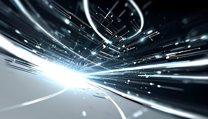 Poster - Dynamic light trails abstract art digital visualization dark environment futuristic concept