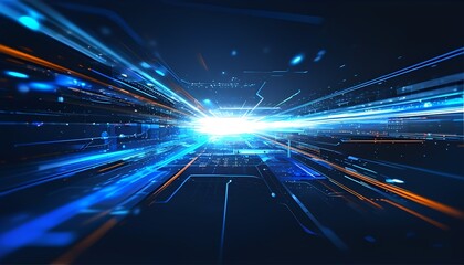 Poster - Dynamic light burst action futuristic digital space abstract visual high-tech environment close-up view motion concept