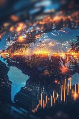 Poster - Global Digital Landscape: Illuminated Data Networks and Technology Map Visualization
