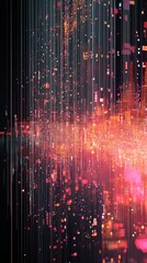Poster - Explore a captivating abstract design showcasing a digital data flow illuminated by colorful lights. This artwork captures technology's vibrant essence through dynamic patterns.