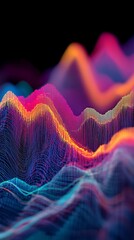 Poster - Vibrant Abstract Digital Waveforms in a Spectral Colorful Composition