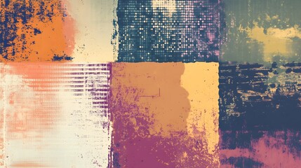 Poster - Vibrant Abstract Multicolored Grunge Textured Background with Glitch and Distortion Effects