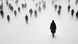 © pornsawan - Colorful silhouette pf person standing in monochrome crowd of different people,surreal unique and different concept,loneliness in society,shadow,freedom,Love,be yourself,Stand out from the crowd.