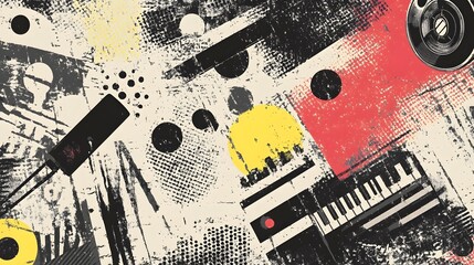 Leinwandbilder - Vibrant Abstract Painting with Bold Brushstrokes and Geometric Shapes