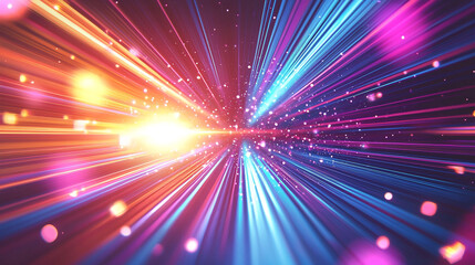 Poster - Abstract colorful light rays speed burst background design red art neon pink blue lines vivid bright