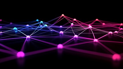 Fototapete - Sleek Digital Interface with Colorful Connection Points and Lines