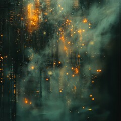 Poster - a cityscape with a lot of smoke and fire
