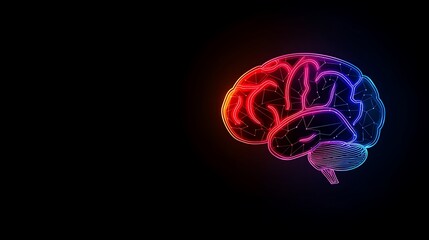 Fototapete - Vibrant Digital Illustration of a Brain in Neon Colors