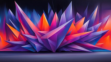 Fototapete - Vivid Abstract Artwork Showcasing Complex Geometric Shapes and Colors