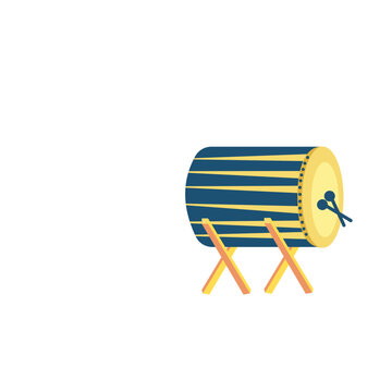 Flat Islamic Wooden Drum Illustration