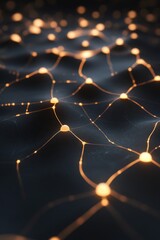 Poster - an abstract representation of a network with glowing nodes on a dark surface. this concept showcases