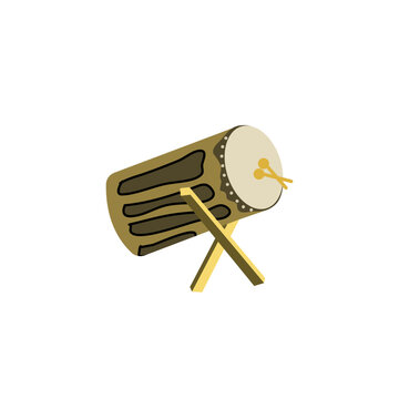Flat Islamic Wooden Drum Illustration