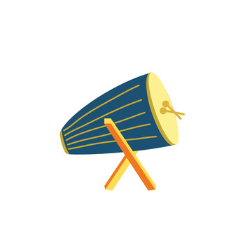 Flat Islamic Wooden Drum Illustration