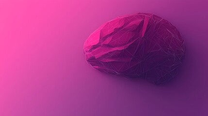 Poster - Abstract Geometric Illustration of a Human Brain on Pink Background