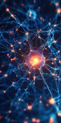 Poster - Intricate Neural Network with Glowing Synapses and Dynamic Connections