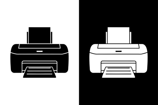 Stylized Hand-Drawn Printer Icon Elegant Black and White Silhouette Design.