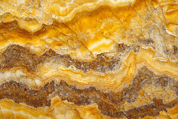 Poster - Abstract golden brown onyx marble texture background image rock tile stone beige swirl veins decor
