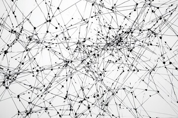 Poster - this abstract image showcases a complex network of interconnected lines and dots on a white backgrou
