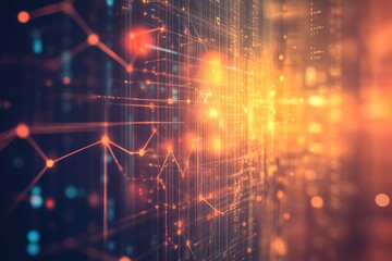 Poster - a stunning abstract representation of digital data featuring glowing lines and nodes. perfect for te