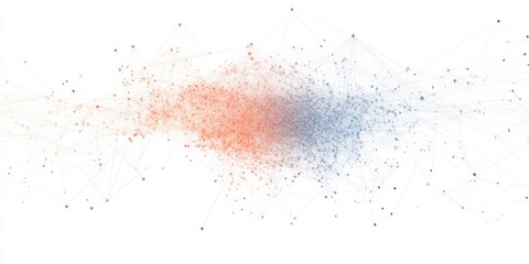 Poster - explore an abstract digital network illustration featuring colorful particles and lines representing
