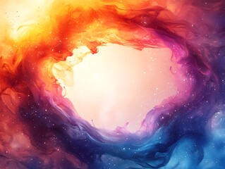 Poster - vibrant watercolor splash frame surrounding clean white center blending art and modernity