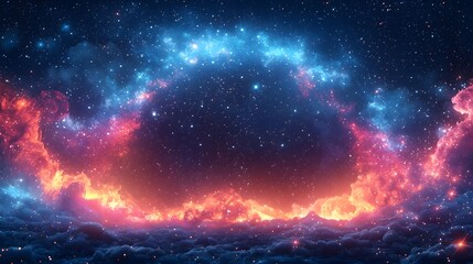 Poster - Glowing Cosmic Frame of Whimsical Doodles and for Playful Background
