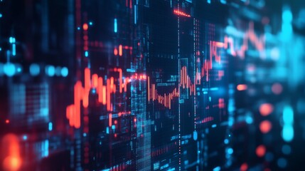 Poster - Abstract Digital Data Visualization with Neon Elements Depicting Network Analysis and Trends