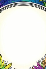 Aufkleber - Floral border illustration with empty oval space, colorful nature background for text or images