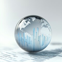 Poster - a beautiful glass globe showing data visualization elements on a sleek background, perfect for illus