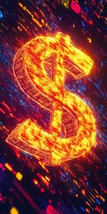 Poster - Glowing Dollar Sign Representing Financial Growth and Digital Economy Through Vibrant Colors
