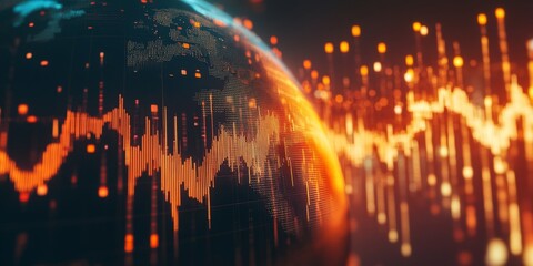 Poster - Abstract Visualization of Global Data Trends with Colorful Graphs and Digital Elements