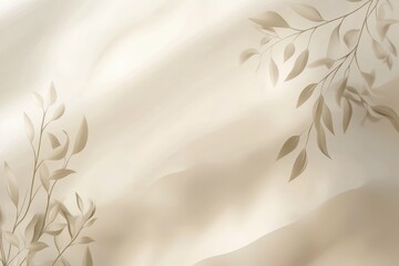 Poster - A soft beige background adorned with delicate leaves, creating an elegant and serene atmosphere. Perfect for decor, wallpapers, or artistic compositions.