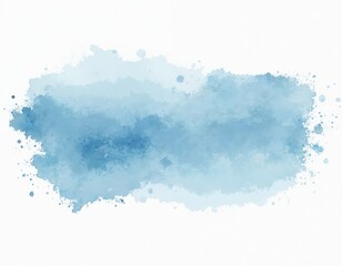 Poster - Abstract light blue watercolor stain splash. Artistic brush stroke background with paint blot. Hand drawn pastel grunge frame decoration for creative design. Illustration of serenity and calmness.