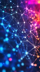Poster - a colorful image of a web of lines and dots. the image is abstract and has a futuristic feel to it. 