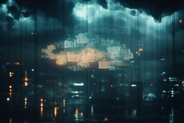 Poster - Digital Cloud Visualization with Abstract Background and Lights