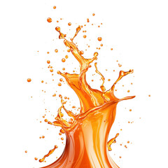 Poster - Vibrant Splash of Orange Liquid with Dynamic Droplets and Splatter Effect Isolated on White Background for Creative and Abstract Concepts