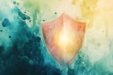 Poster - Colorful Abstract Shield with Watercolor Background and Soft Light