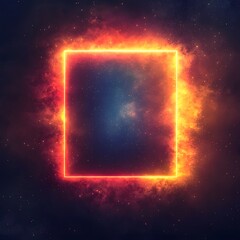 Poster - minimalist glowing neon frame with diagonal line border around sleek modern gradient background