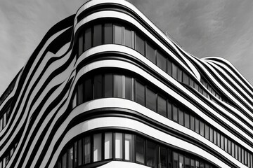 Poster - Modern public buildings often incorporate abstract black and white tone designs, offering inspiration for unique architectural ideas, as captured through street photography
