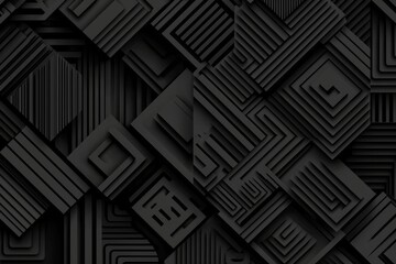 Fototapete - Abstract composition made of black paper geometric shapes