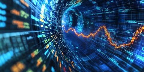 Poster - Abstract Digital Background of Data Stream with Financial Graphs