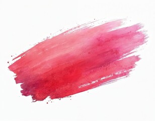 Poster - Diagonal brush stroke in red and pink watercolor paint on white backdrop. Abstract shape with grunge texture and vibrant gradient for design elements.