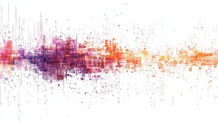 Poster - Colorful Abstract Digital Soundwave Illustration with Vibrant Dots and Fluid Patterns
