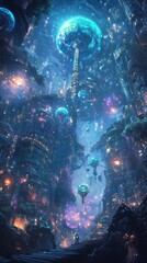 Wall Mural - a blue sky with a large blue sphere in the middle