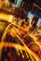 Poster - vibrant abstract representation of financial data with dynamic lines and graphs. perfect for illustr
