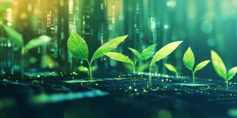 Poster - Emerging Green Plants Growing from Digital Soil in a High-Tech Environment with Data Streams
