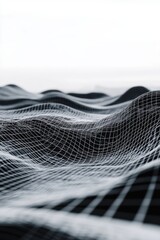 Poster - Abstract Visualization of Dynamic Wave Patterns in Black and White with Grid Structure