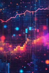Poster - colorful abstract data visualization with graphs and trends in digital financial analysis