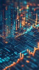 Poster - abstract digital data visualization with colorful lights and patterns representing technology and gr
